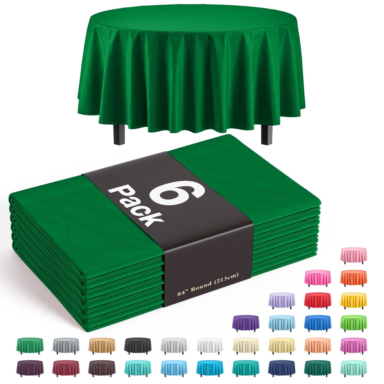 Exquisite Disposable Round Plastic Tablecloths – 6 Pack 84" Disposable Table Cloths – Indoor/Outdoor Party Tablecloth – Round Plastic Table Cover for Events & Party Supplies